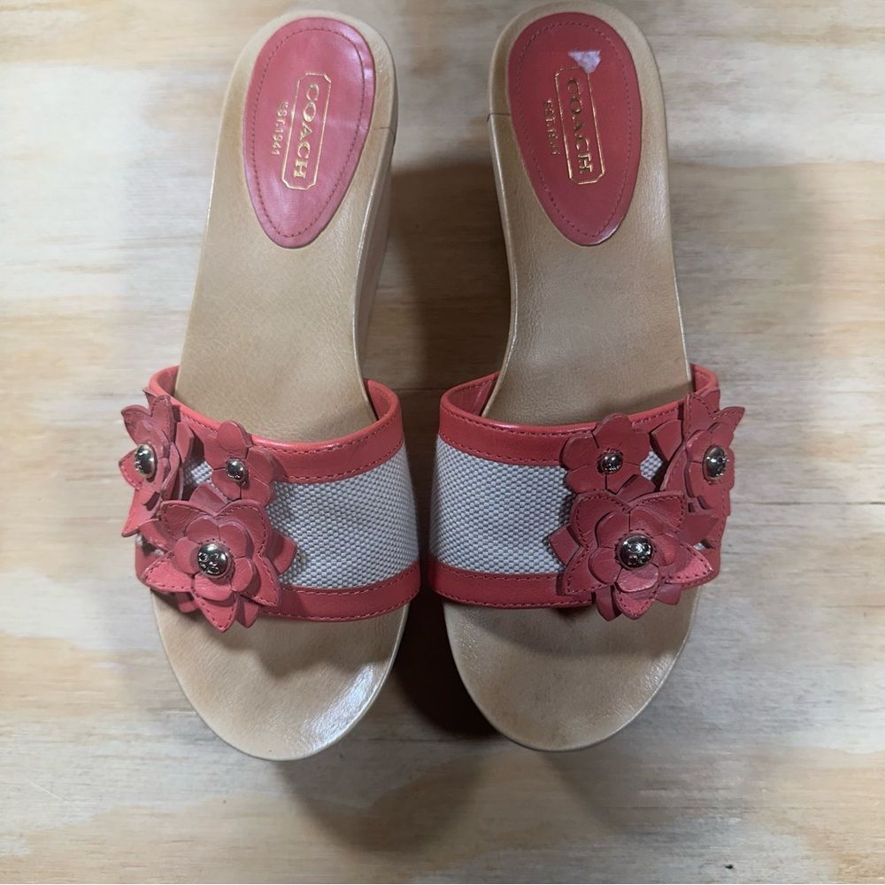 Coach Jesaca Pink Flower Sandals Women’s Size 6 - Picture 2 of 7